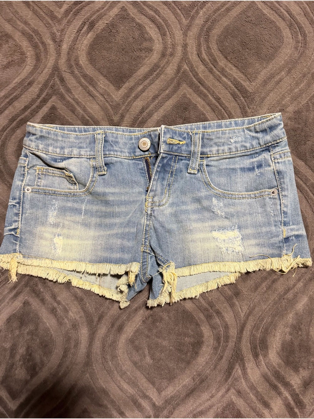 Mossimo Supply Co. Light Blue Distressed Frayed Denim Shorts